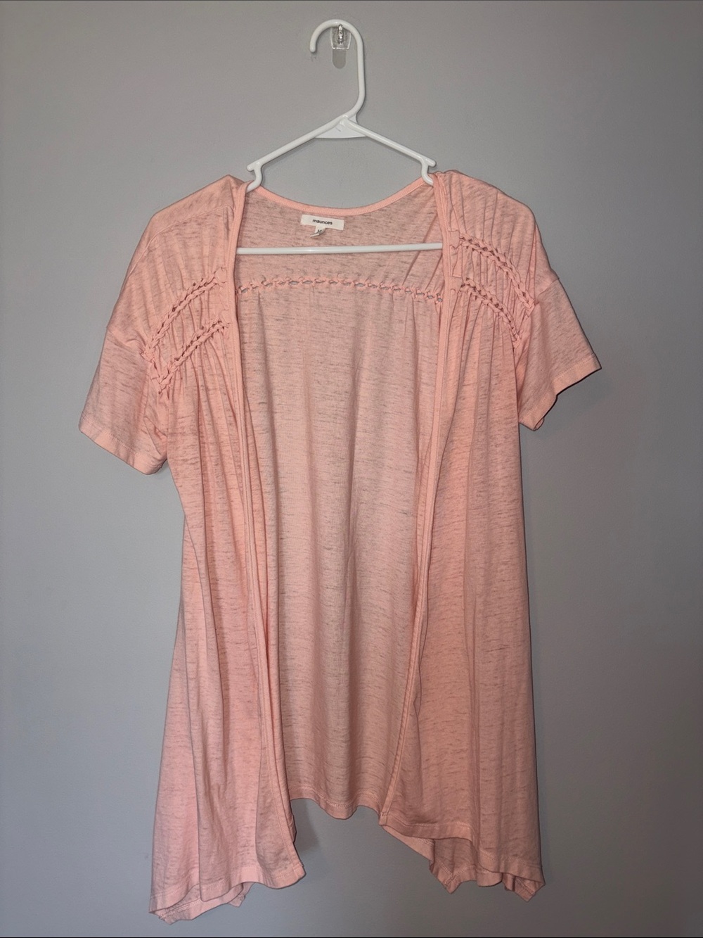 Light Pink Short-Sleeve Open Cardigan - Women Tops Medium